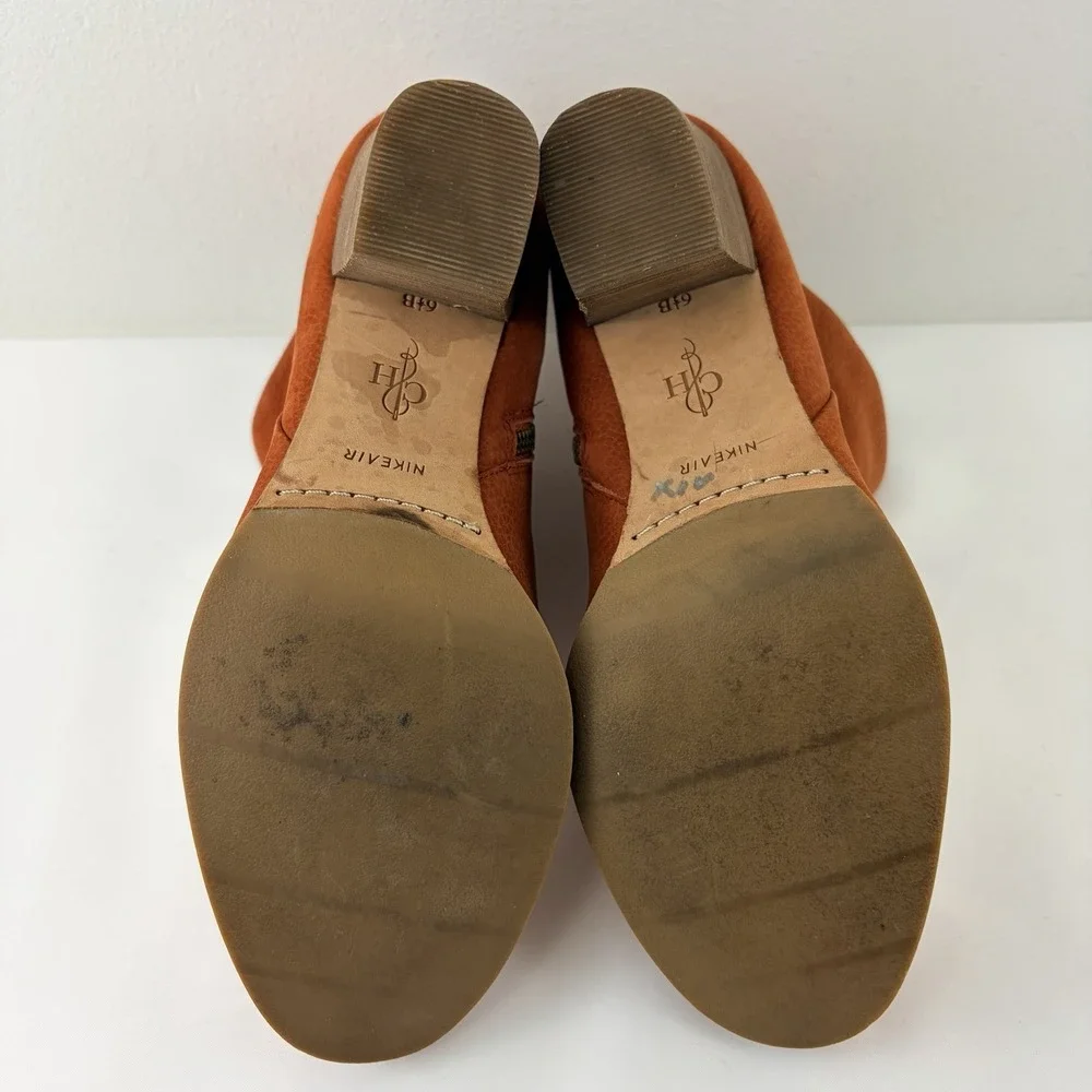 Cole Haan Women's Orange Suede Ankle Boots Block Heel Size‎ 8B Modern Classic